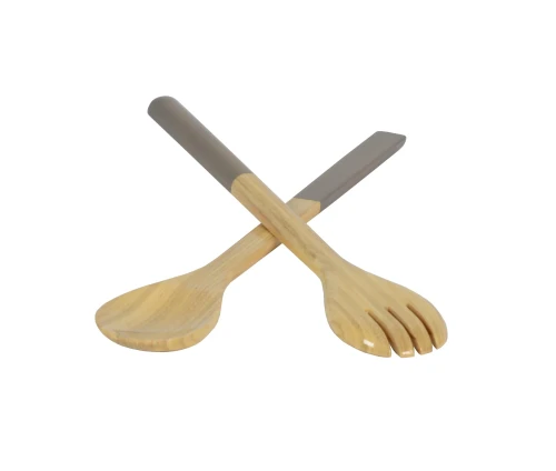 Bamboo Large Salad Server Set NATURE GREY
