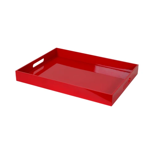Lacquer LARGE Rect, Serving Tray RED 19.7 x 15