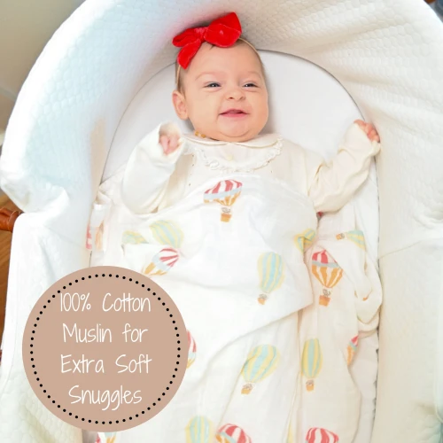 LollyBanks Muslin Quilt Baby & Kids Blanket - Hot Air Balloons