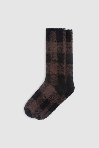 Barefoot Dreams CC Buffalo Plaid Socks - Umber Multi