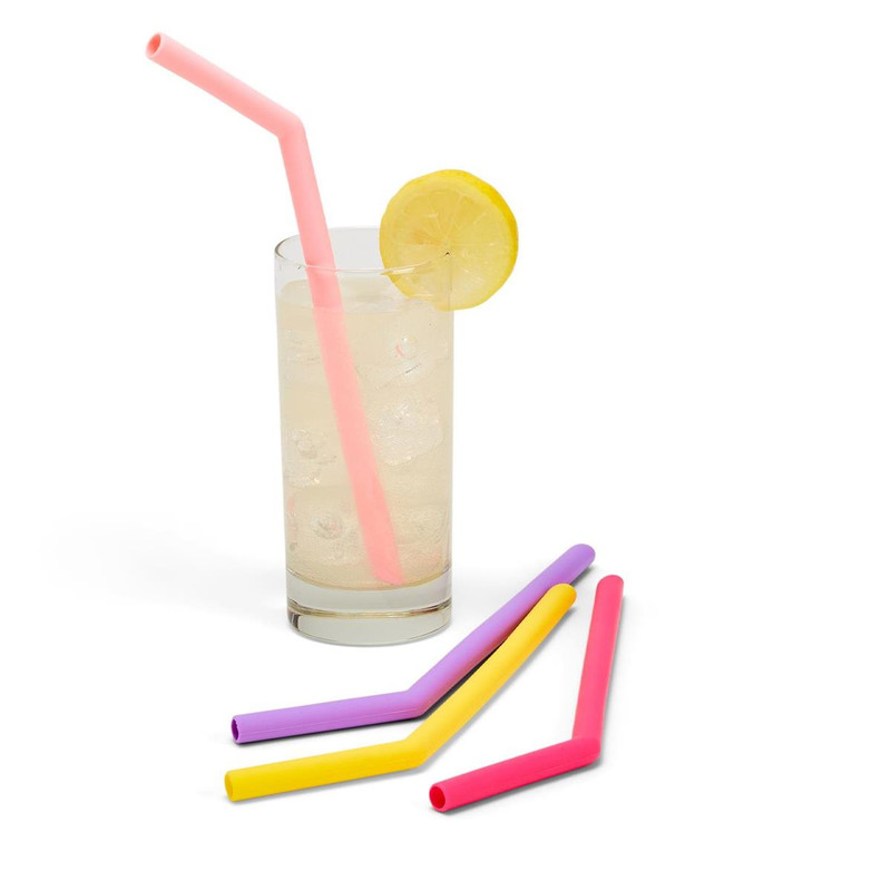 Set of 4 Colored Silicone re-useable straws