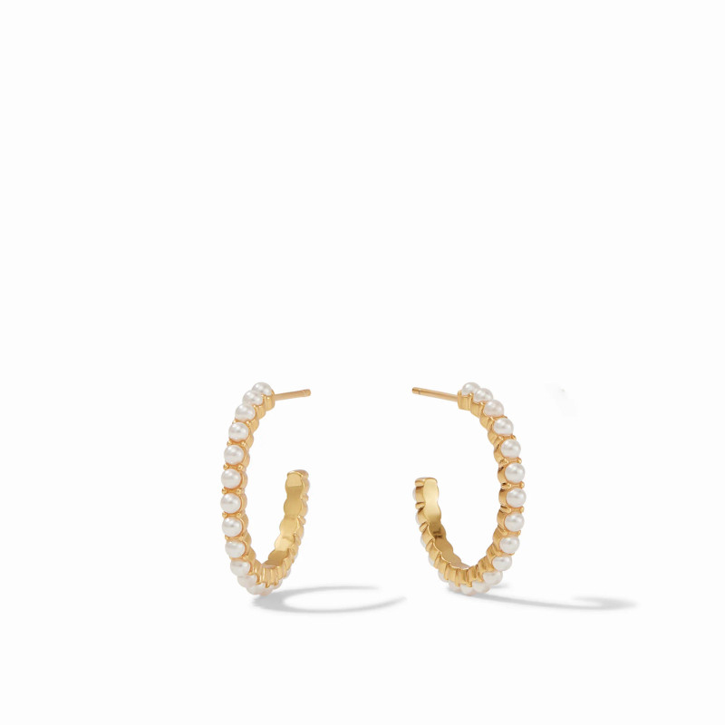 Julie Vos Juliet Hoop Gold Swarovski Pearl - L