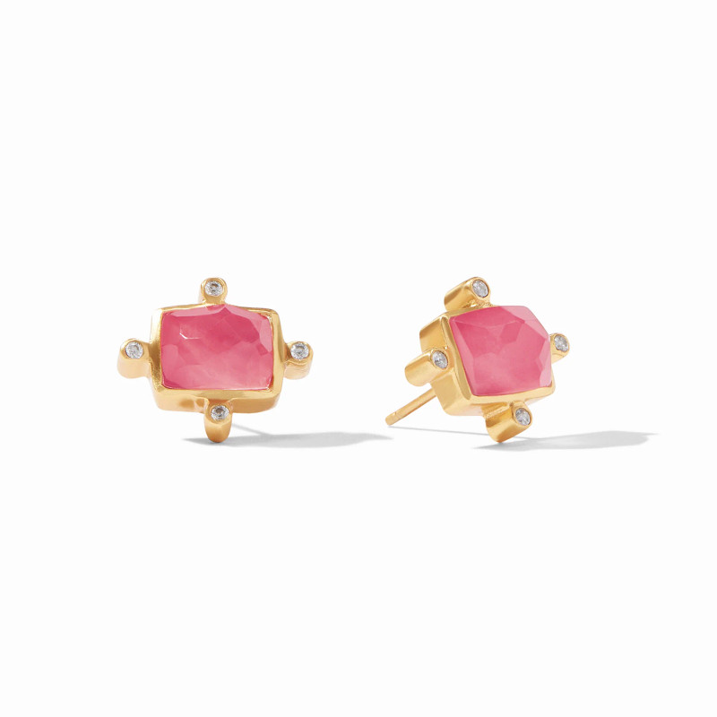 Julie Vos Clara Stud Gold Iridescent Peony Pink - ER542GIPP00