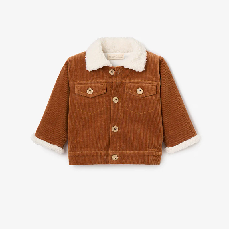 EB Corduroy Jacket in Rust with Sherpa collar