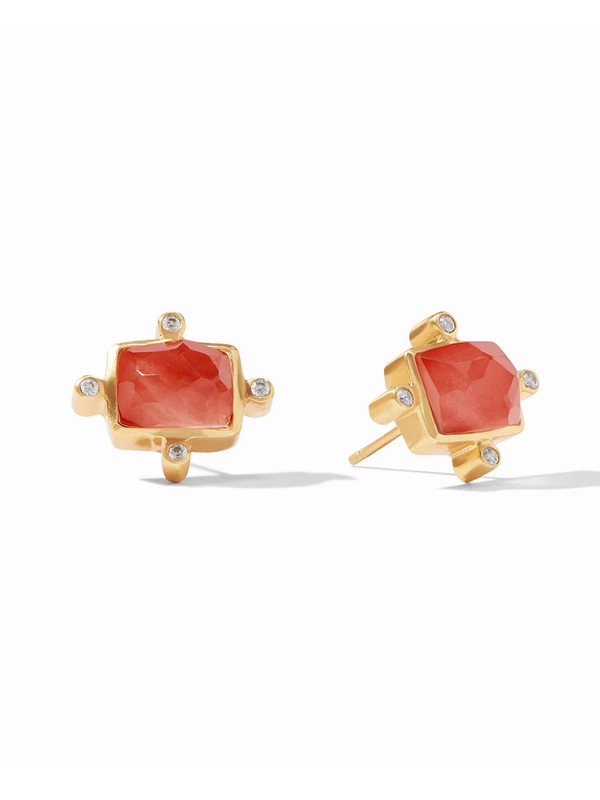 Julie Vos Clara Stud Earring Gold Iridescent Coral