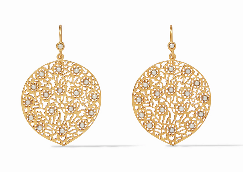 Julie Vos Peacock Earring Gold Pearl