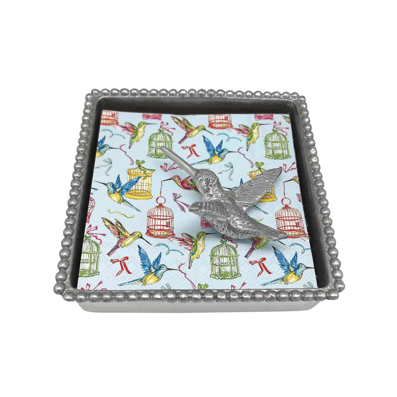 Mariposa Hummingbird Beaded Napkin Box