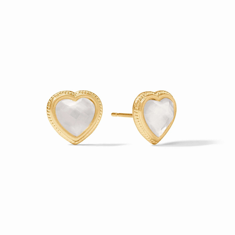 Julie Vos Heart Stud Iridescent Clear Crystal