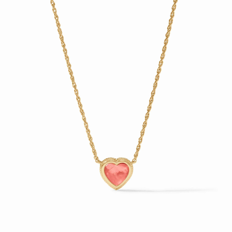 Julie Vos Heart Delicate Necklace Iridescent Blush Pink