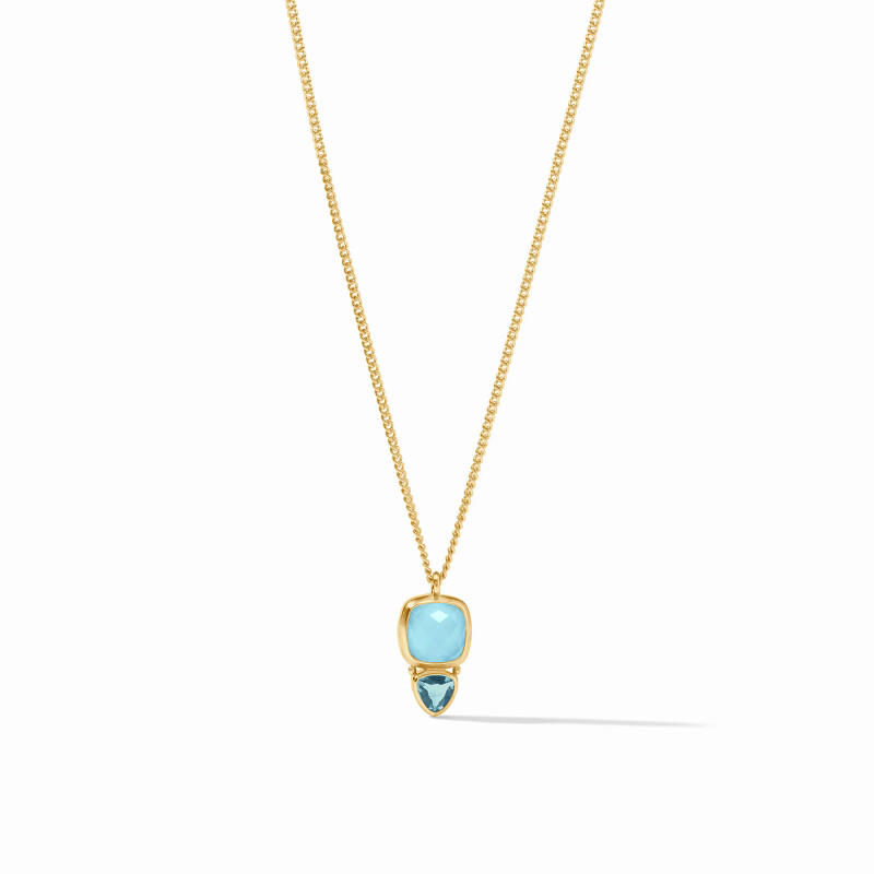 Julie Vos Aquitaine Duo Delicate Necklace Iridescent Capri Blue