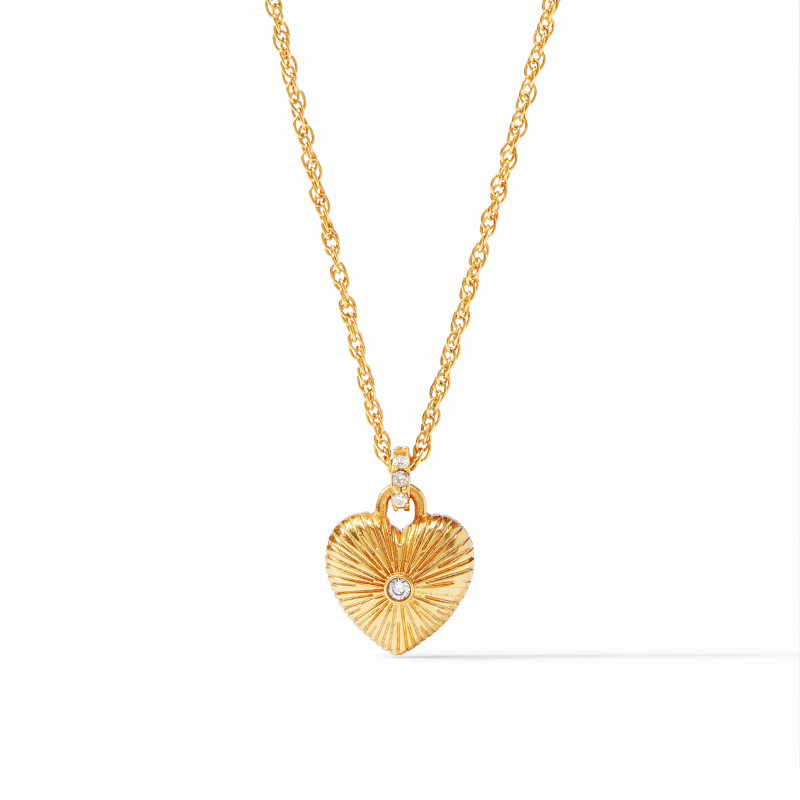 Julie Vos Esme Heart Solitaire Necklace Gold CZ