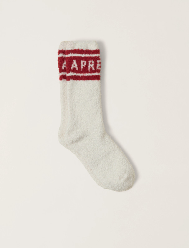 Barefoot Dreams Cozychic Apres Ski Socks CREAM/RED S/M