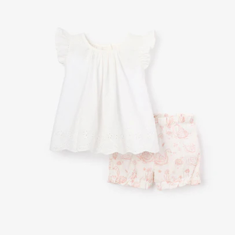 EB Eyelet Top with Swan Toile Bloomers