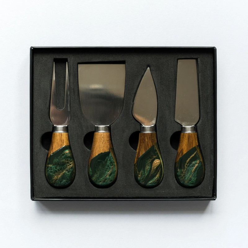 Lynn & Liana Cheese Knife Set of 4 Resin Coated - Jade