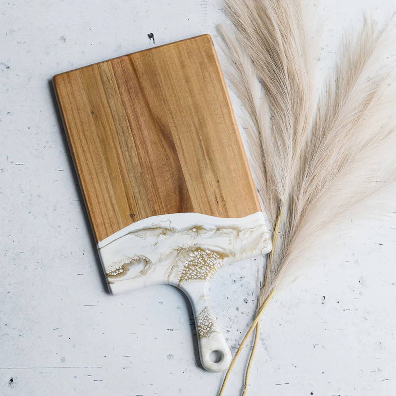 Lynn & Liana LARGE Acacia Cheeseboard Gold Quartz