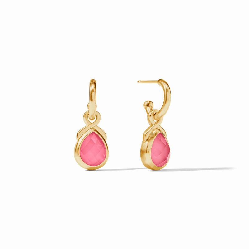 Julie Vos The Pink Hoop & Charm Earring - Iridescent Peony Pink