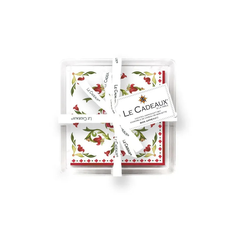 Le Cadeaux Cocktail Napkin in Acrylic Holder Set - VISCHIO