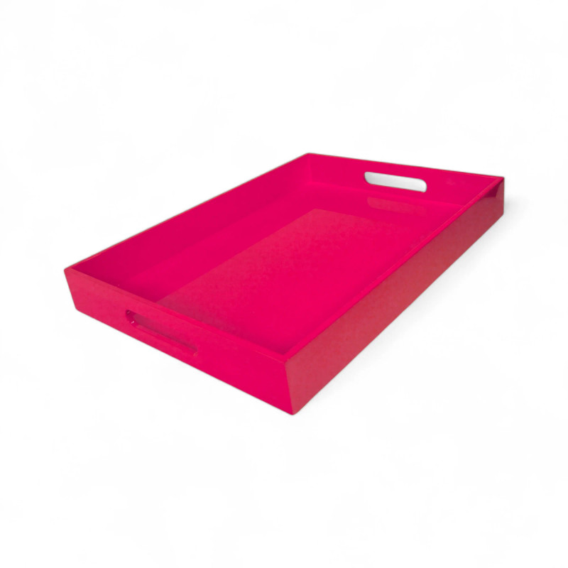 Lacquer LARGE Rect, Serving Tray FUSCHIA 19.7 x 15