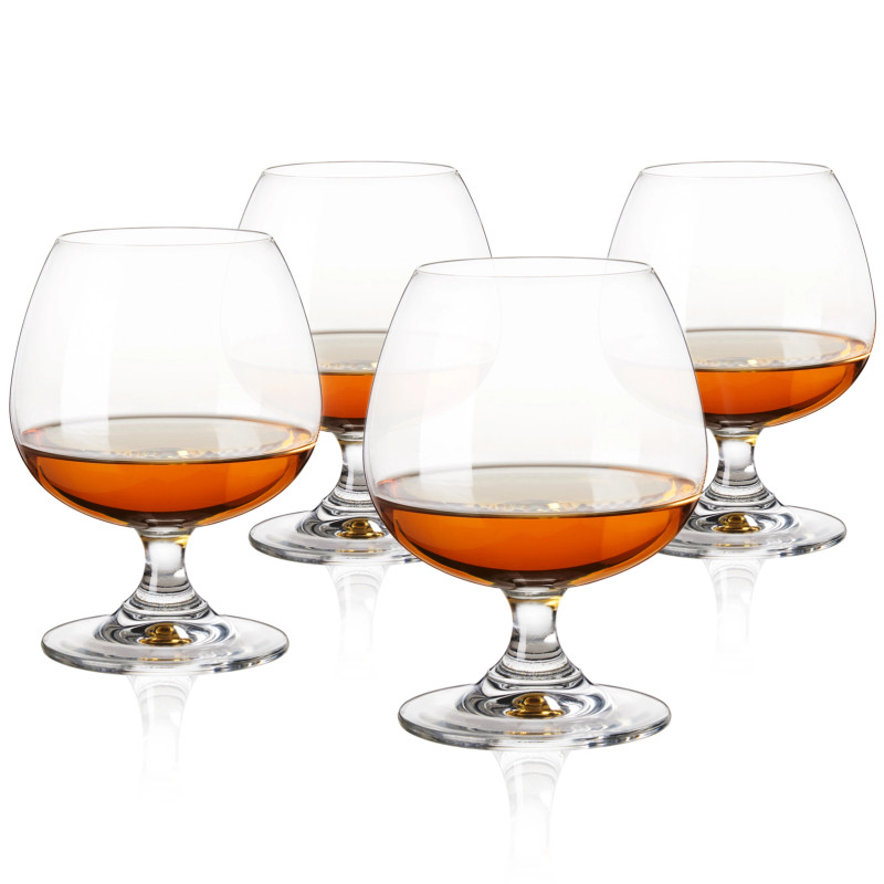 Short Stemmed Crystal Snifter Glasses - Set of 4