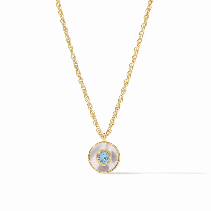 Julie Vos COLETTE Circle Delicate Necklace - Chalcedony Blue