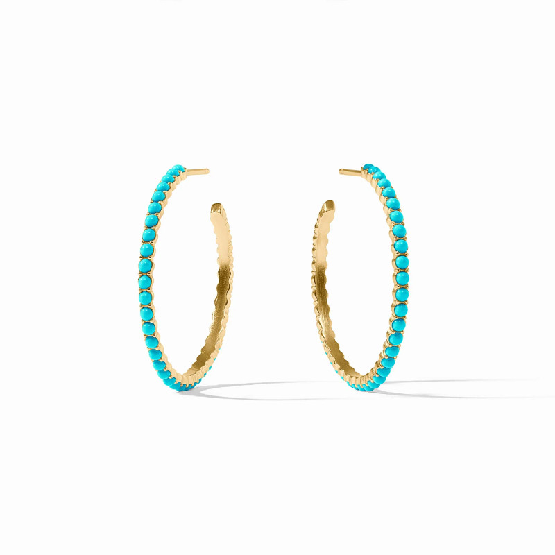 Julie Vos Juliet Hoop Gold Turquoise Blue - M