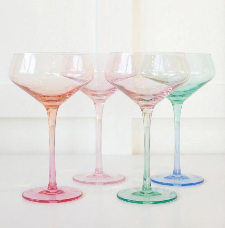 Byrdeen Mezclada Crystal COUPE Glass Set/4 -