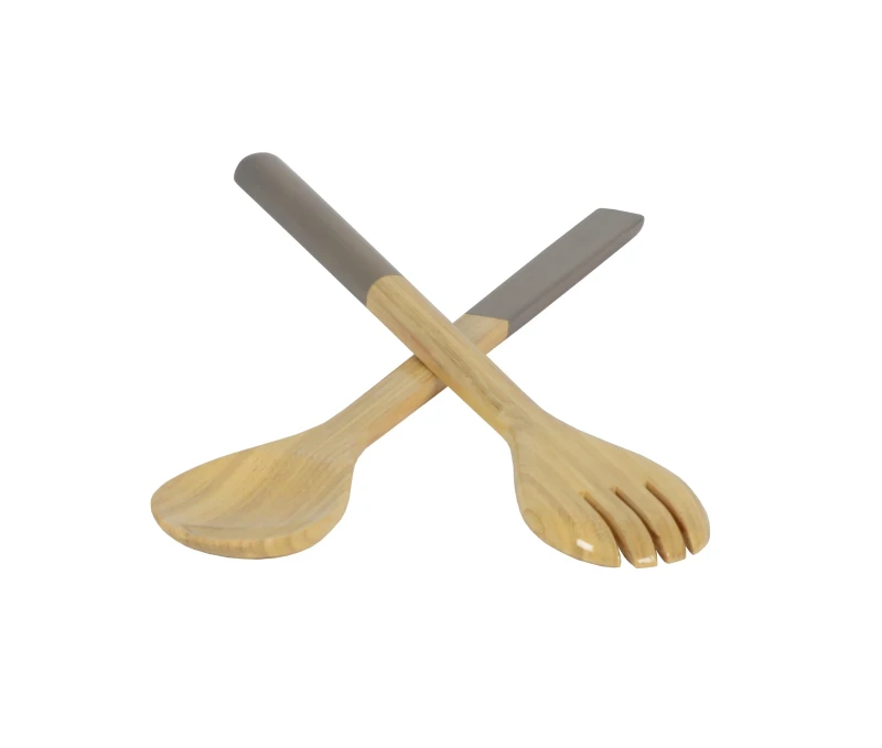 Bamboo Large Salad Server Set NATURE GREY