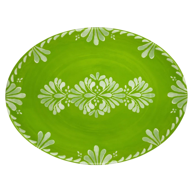 Le Cadeaux Melamine 16" Oval Platter PALOMA GREEN