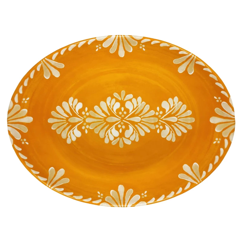 Le Cadeaux Melamine 16" Oval Platter PALOMA ORANGE
