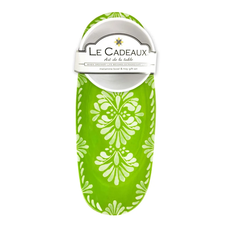 Le Cadeaux Melamine Bowl and Tray Gift Set - PALOMA GREEN