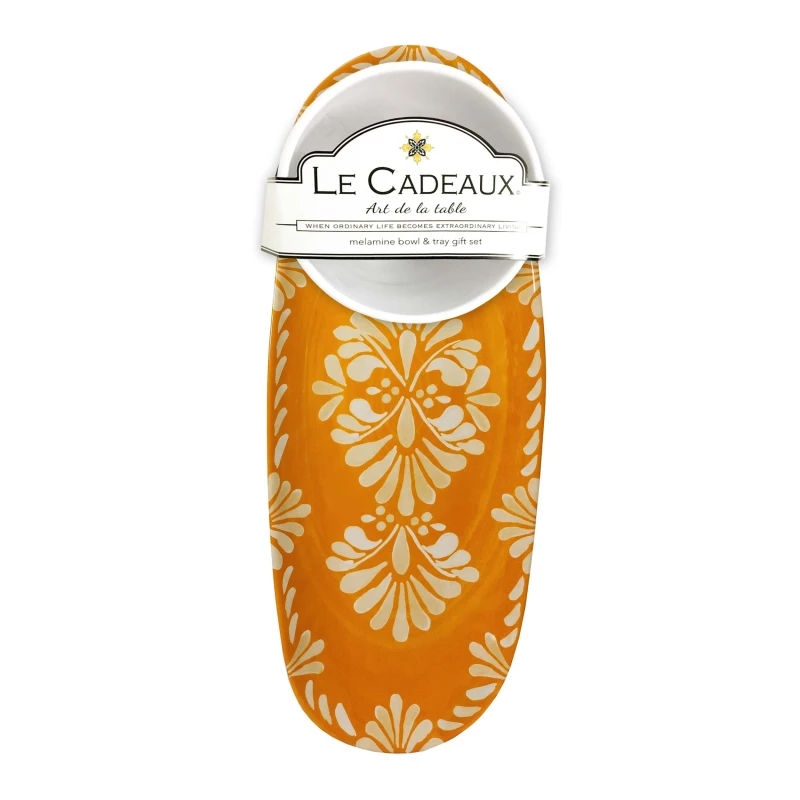 Le Cadeaux Melamine Bowl and Tray Gift Set - PALOMA ORANGE
