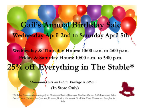 Gail's annual Birthday Celebration Sale