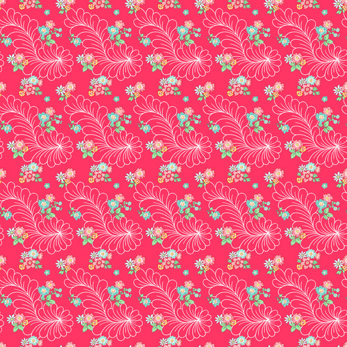 QUILTING IN BLOOM - Feathered Floral - Red Multi