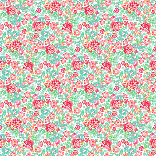 QUILTING IN BLOOM - Large Rose - White Multi