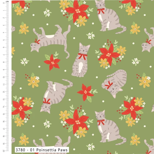 Festive Felines - Poinsettia Paws