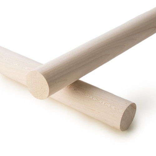 Craftparts Wooden Dowel - 1.5" diameter x 36" length - Unfinished Solid Maple Wood Rod for DIY Crafts & Projects (Top and Side View)