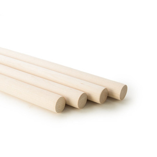 Craftparts Poplar Wood Dowel - 7/8" diameter x 36" length - Unfinished Wooden Rod for DIY Crafts & Projects (Top View)