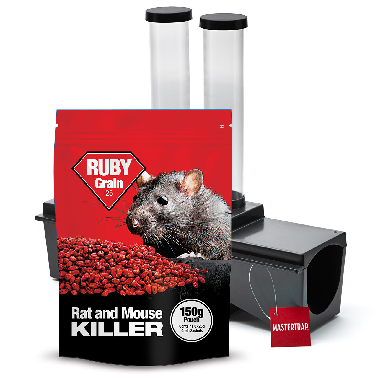 Steady Baiter Rat and Mouse Bait Station + 150g Ruby Grain