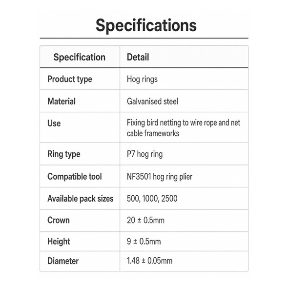 Mastertrap Galvanised Steel Hog Rings for Bird Netting