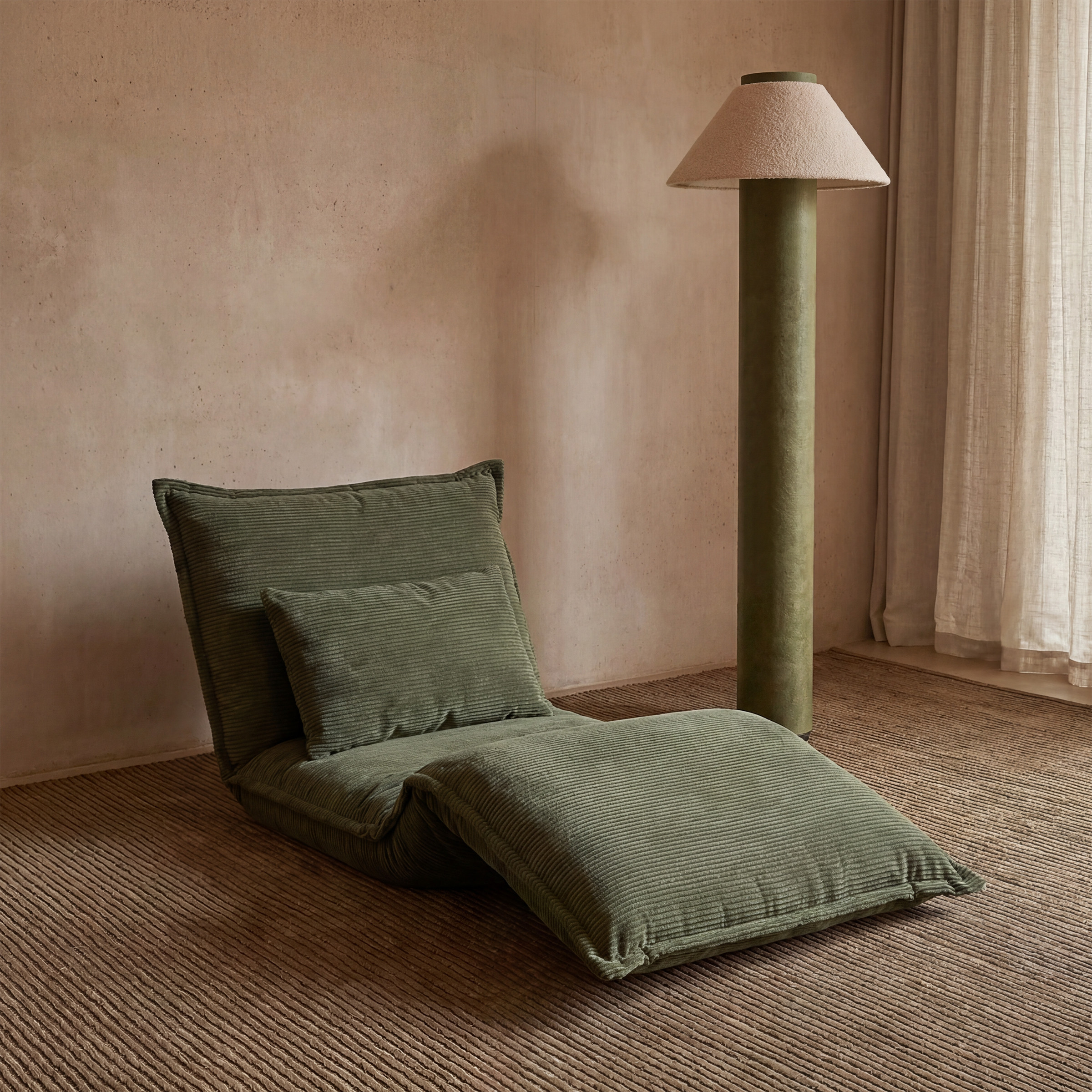 a couch with a lamp