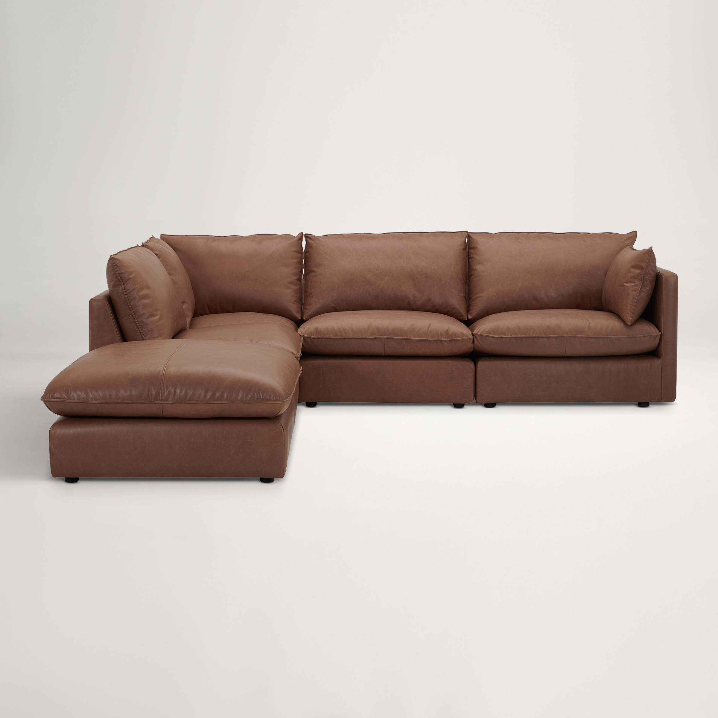Loft Mini Leather Left Corner Sofa -  Phoenix Saddle
