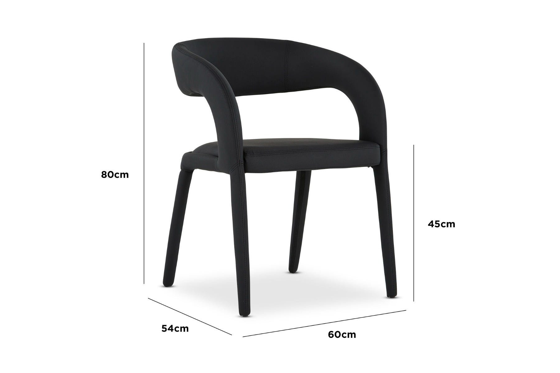 a black chair with a white background