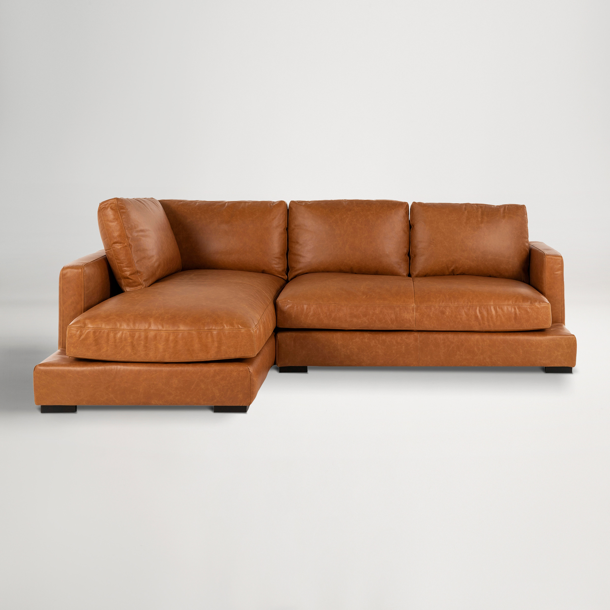 Long Beach Mini Leather Left Corner Sofa -  Phoenix Tan