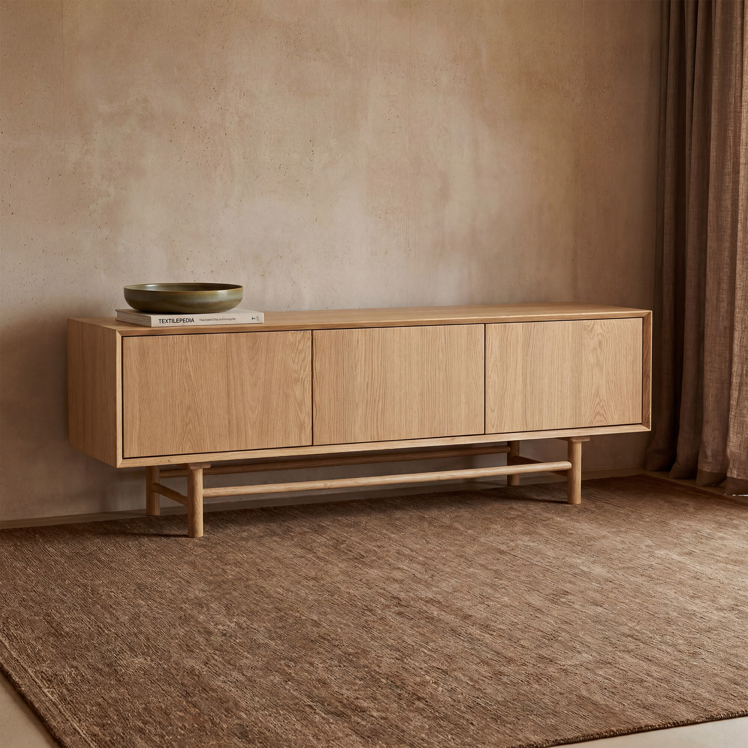 a wooden table with a bowl on top