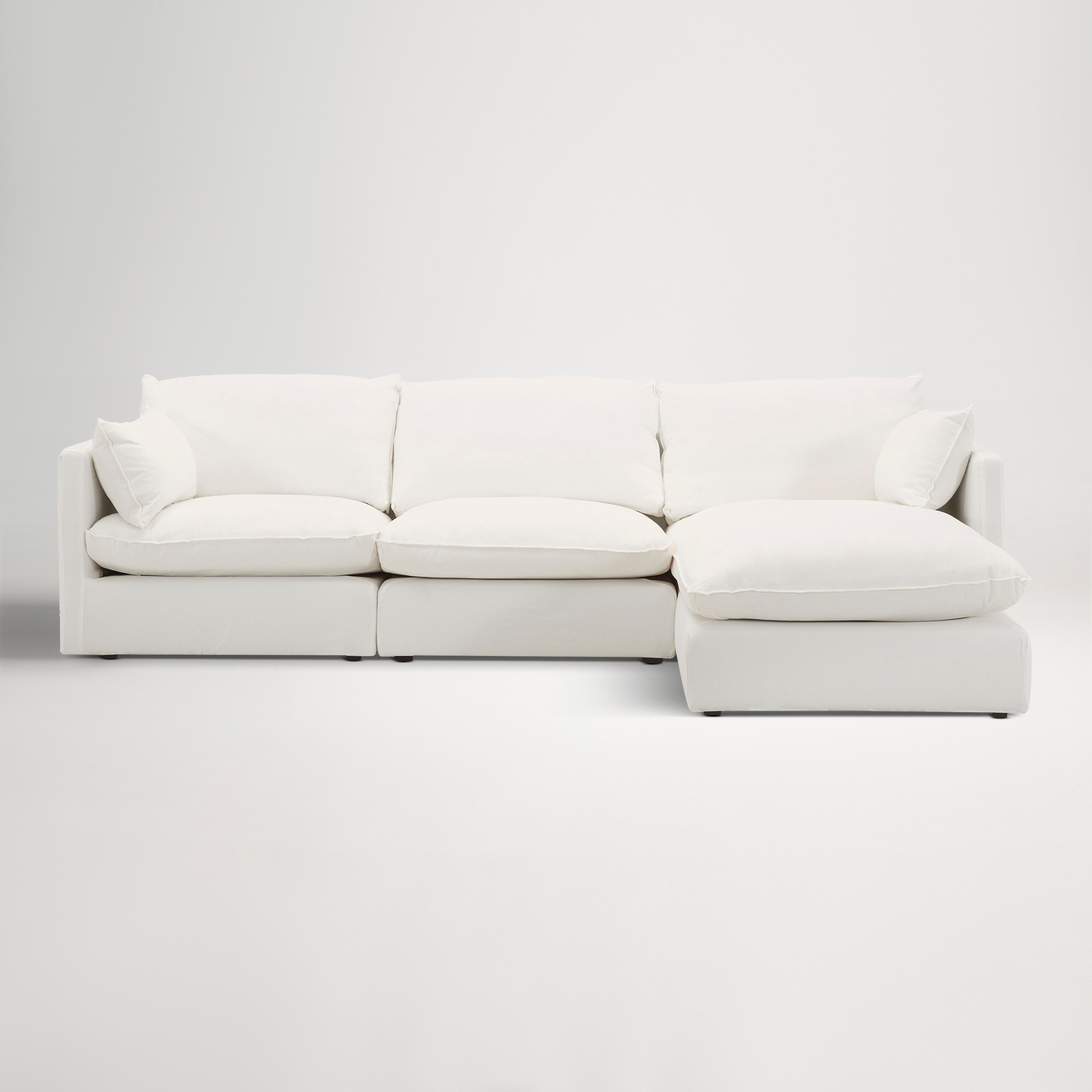 Loft Mini Fabric Right Chaise Sofa -  Florence White