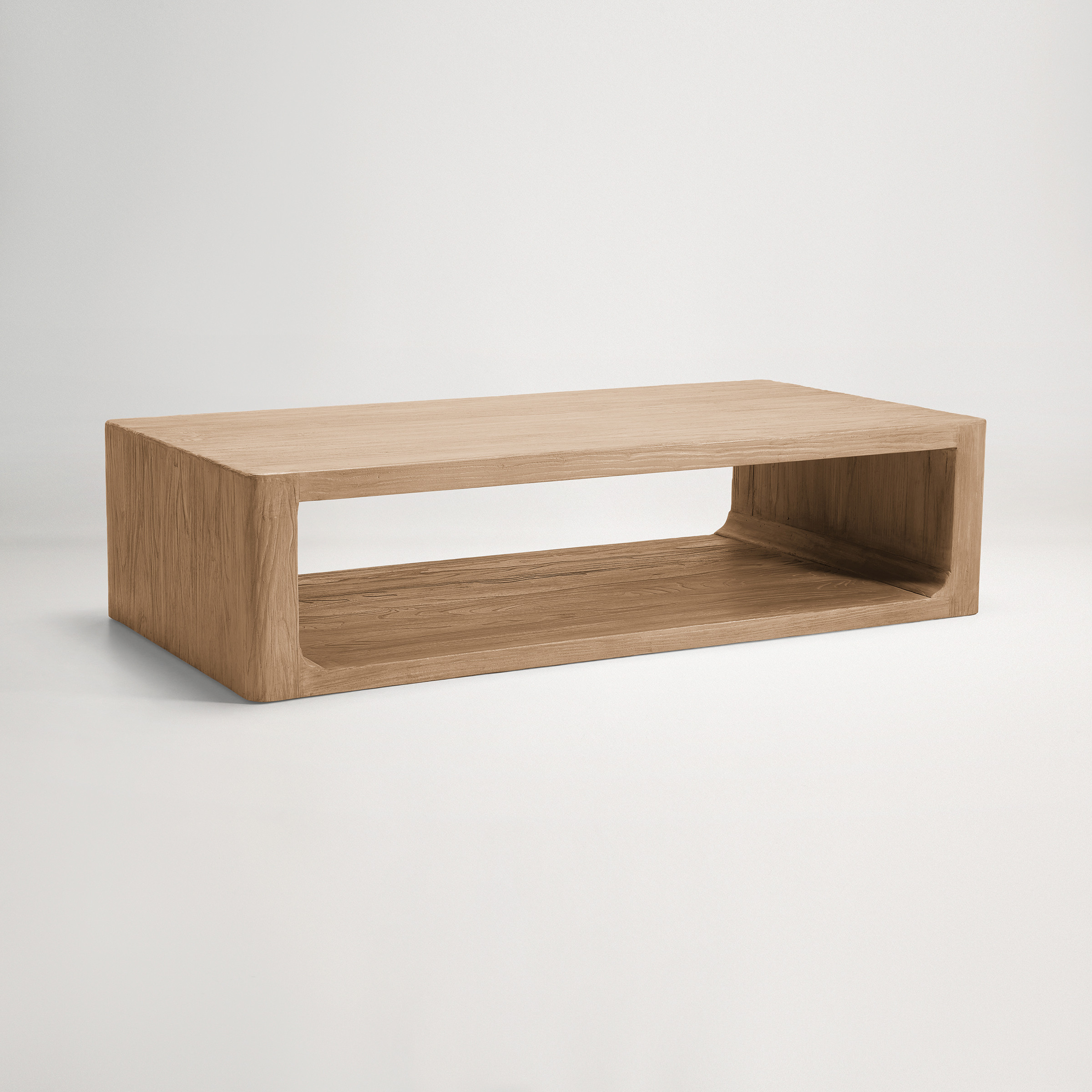 a wooden table with a white background
