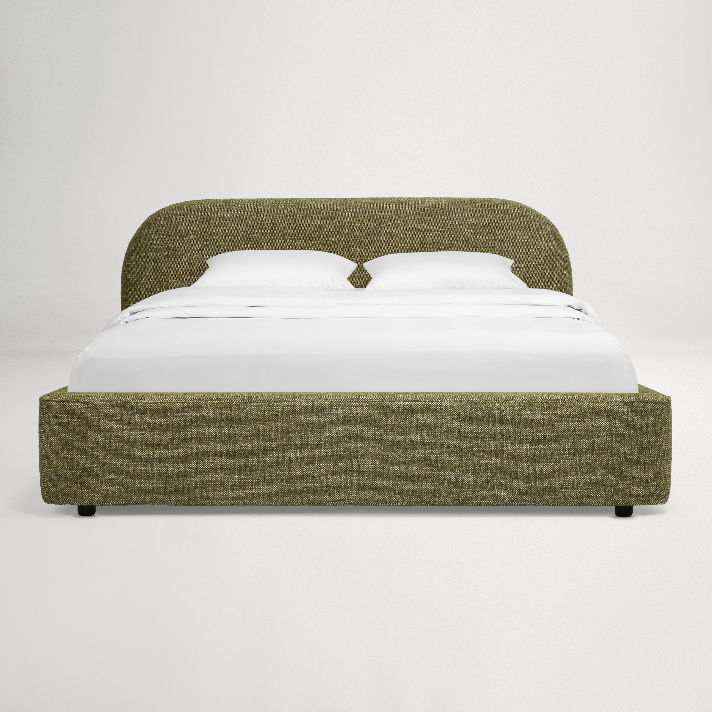 Arlo Floating King Bed with Curved Headboard - Cleo Green