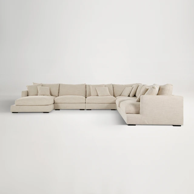Long Beach Fabric Left Chaise Sofa -  Sienna Natural