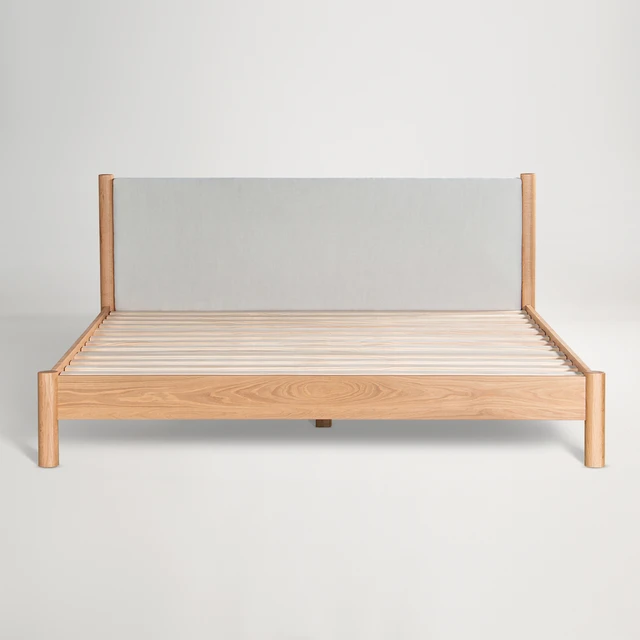 Ollie King Bed -  Natural Fabric/ Oak