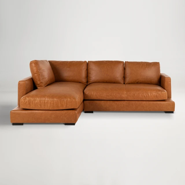 Long Beach Mini Leather Left Corner Sofa -  Phoenix Tan